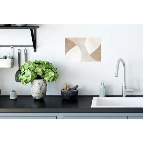 Bruin - Japandi - Abstract Muursticker klein -keuken