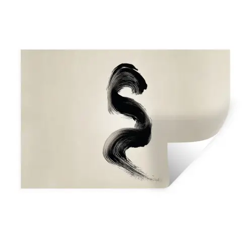 Penseelstreek - Zwart - Minimalistisch Muursticker klein -3d
