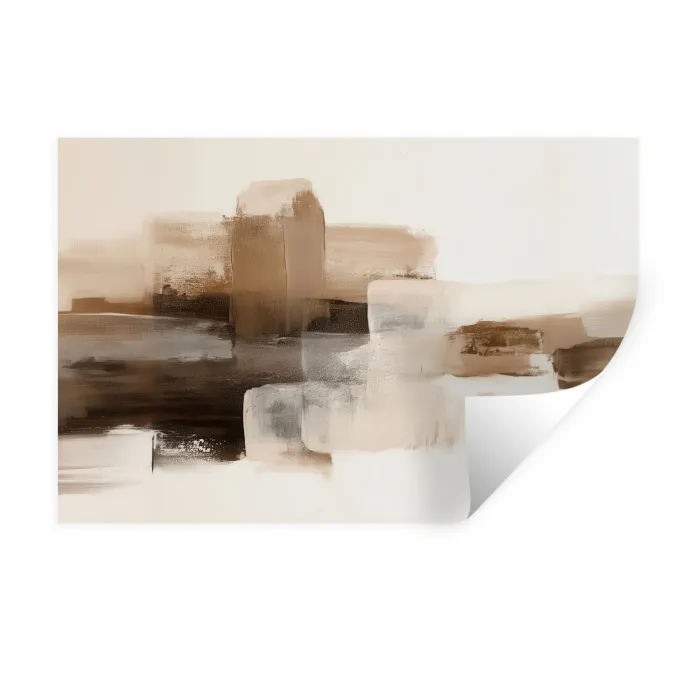 Penseelstreken - Abstract landschap - Rust Muursticker klein -3d