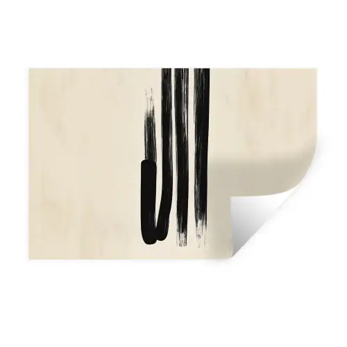 Penseelstreken - Verticaal - Zwart Muursticker klein -3d