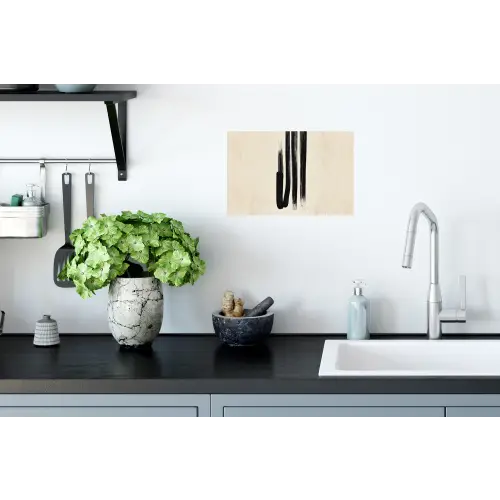 Penseelstreken - Verticaal - Zwart Muursticker klein -keuken
