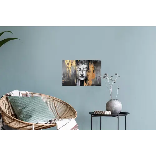 Boedhha - Penseelstreken - Goud - Abstract Muursticker klein -plant