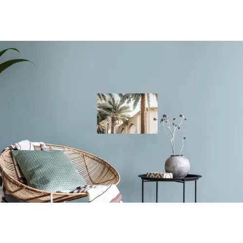 Gebouw - Palmbomen - Beige - Zon Muursticker klein -plant