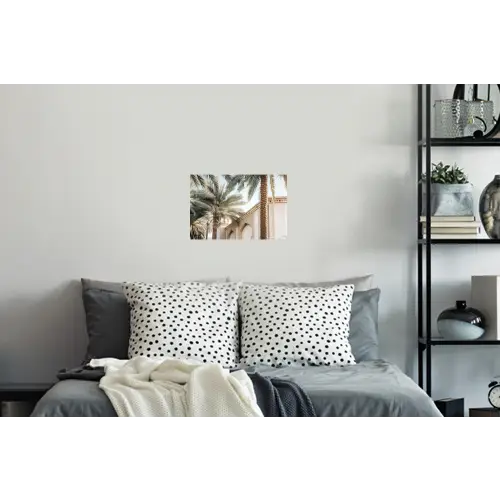 Gebouw - Palmbomen - Beige - Zon Muursticker klein -slaapkamer