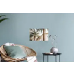 Gebouw - Palmbomen - Beige - Zon Muursticker klein -plant