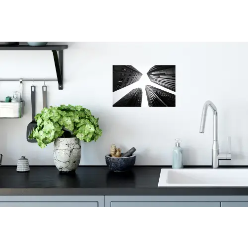 Gebouwen - Lucht - Zwart Muursticker klein -keuken
