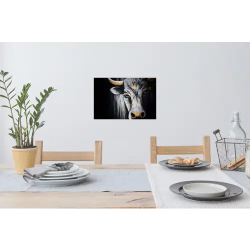 Stier - Hoorns - Snuit - Goud Muursticker klein -eettafel