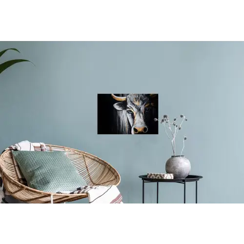 Stier - Hoorns - Snuit - Goud Muursticker klein -plant