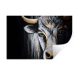 Stier - Hoorns - Snuit - Goud Muursticker klein -3d