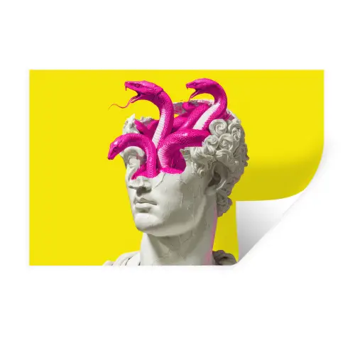 Buste - Slangen - Geel Muursticker klein -3d