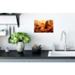 Vlinder - Bloemen - Oranje Muursticker klein -keuken