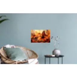 Vlinder - Bloemen - Oranje Muursticker klein -plant
