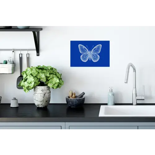 Vlinder - Wit - Getekend - Stippen Muursticker klein -keuken