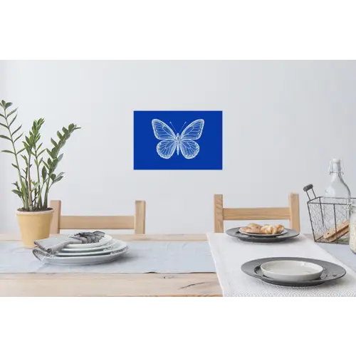Vlinder - Wit - Getekend - Stippen Muursticker klein -eettafel