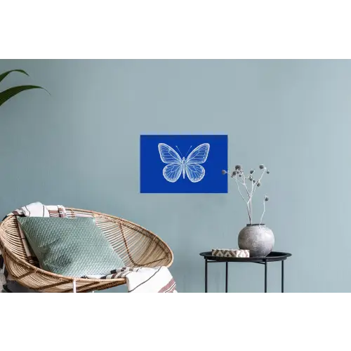 Vlinder - Wit - Getekend - Stippen Muursticker klein -plant