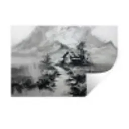 Hut - Grijs - Bergen - Mistig Muursticker klein -3d