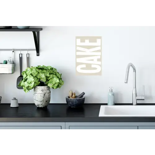 Cake - Woord - Japandi - Wit Muursticker klein -keuken