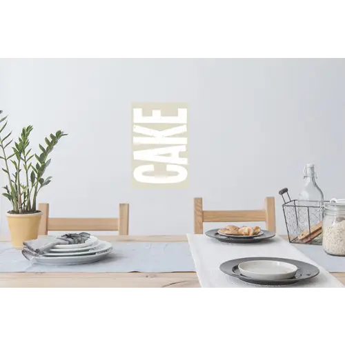 Cake - Woord - Japandi - Wit Muursticker klein -eettafel