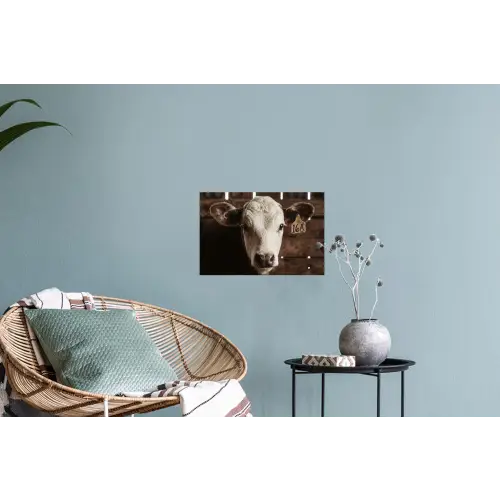 Kalf - Oormerk - Houten stal Muursticker klein -plant