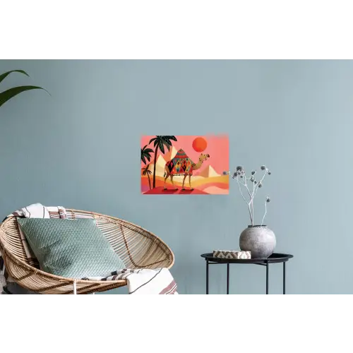 Kameel - Pyramides - Rode zon Muursticker klein -plant