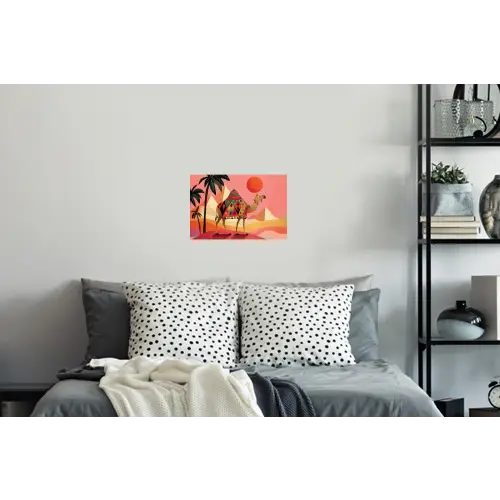 Kameel - Pyramides - Rode zon Muursticker klein -slaapkamer