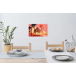 Kameel - Pyramides - Rode zon Muursticker klein -eettafel
