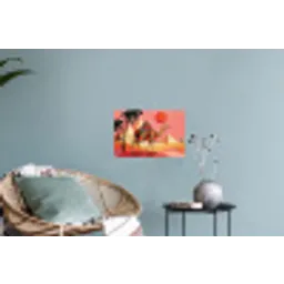 Kameel - Pyramides - Rode zon Muursticker klein -plant