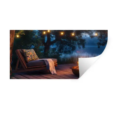 Kampvuur - Meer - Avondlicht Muursticker klein -3d