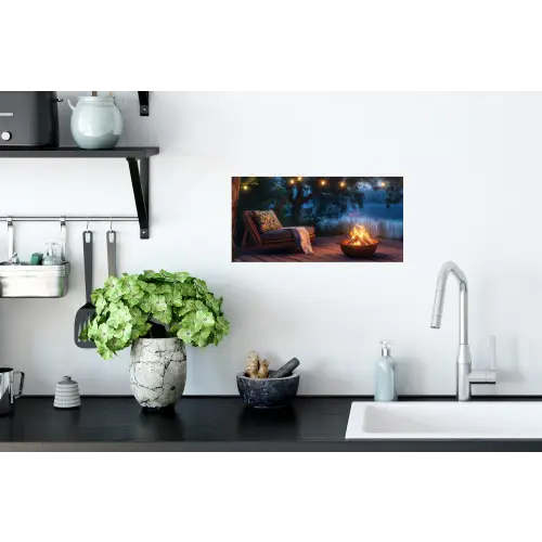 Kampvuur - Meer - Avondlicht Muursticker klein -keuken