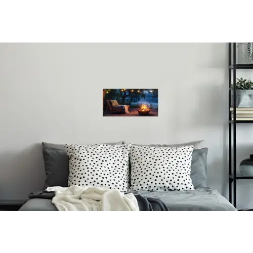 Kampvuur - Meer - Avondlicht Muursticker klein -slaapkamer