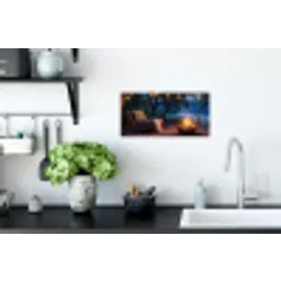 Kampvuur - Meer - Avondlicht Muursticker klein -keuken