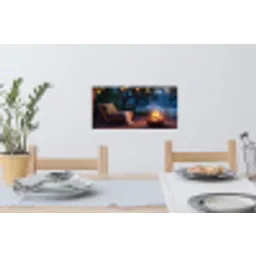 Kampvuur - Meer - Avondlicht Muursticker klein -eettafel