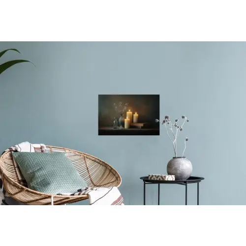Kaarsen - Stilleven - Rustiek - Boeken Muursticker klein -plant