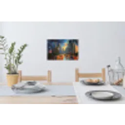 Auto - Skyline - Zon - Blauw Muursticker klein -eettafel