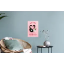 Kat - Hart - Tekst - Valentijn Muursticker klein -plant