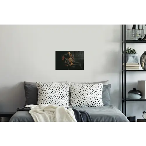 Kat - Pak - Oranje - Sigaar Muursticker klein -slaapkamer