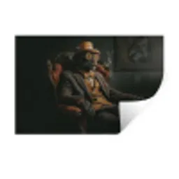 Kat - Pak - Oranje - Sigaar Muursticker klein -3d