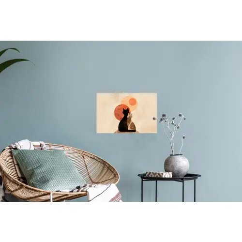 Katten - Zwart - Abstract - Cirkels Muursticker klein -plant