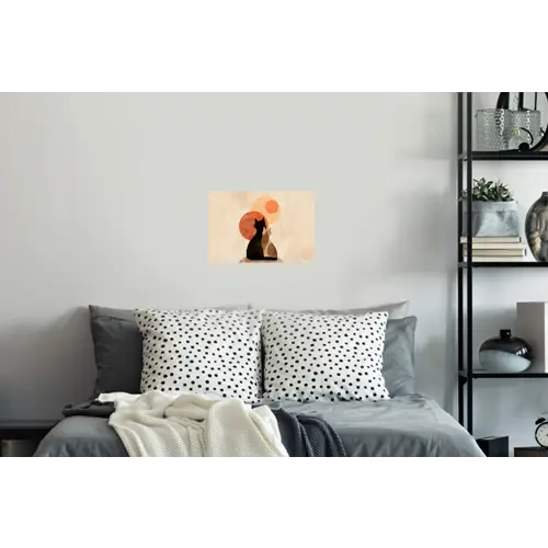 Katten - Zwart - Abstract - Cirkels Muursticker klein -slaapkamer