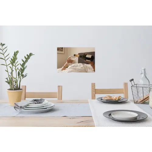 Champagne - Bed - Bubbels Muursticker klein -eettafel