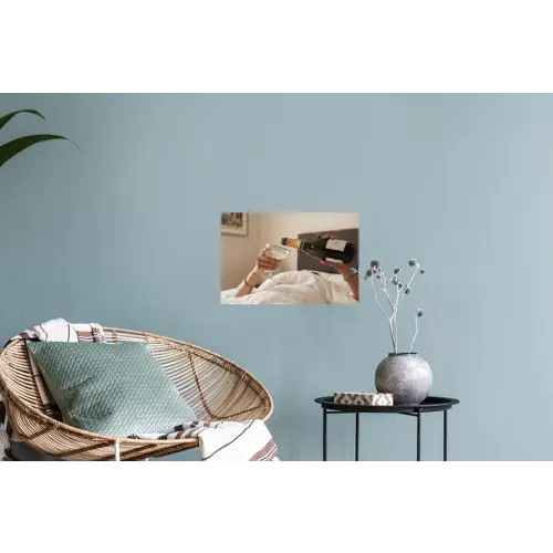 Champagne - Bed - Bubbels Muursticker klein -plant