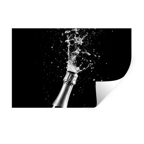 Champagne - Zwart - Spetters - Popping Muursticker klein -3d