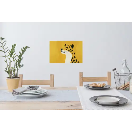 Cheetah - Illustratie - Geel Muursticker klein -eettafel