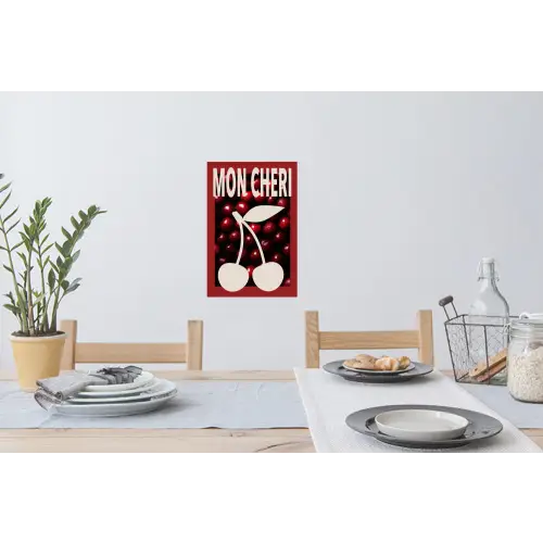 Kersen - Illustratie - Rood Muursticker klein -eettafel
