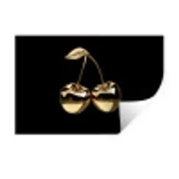 Kersen - Zwart - Goud - Chrome Muursticker klein -3d