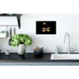 Kersen - Zwart - Goud - Chrome Muursticker klein -keuken