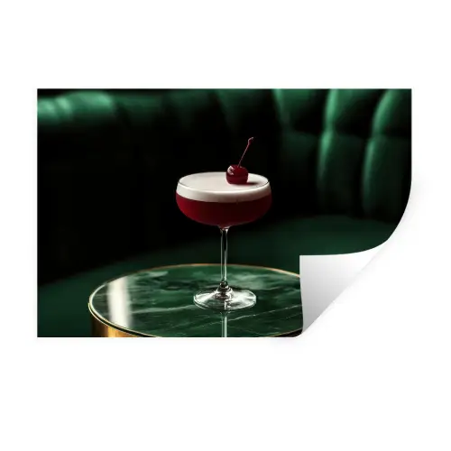 Kers - Cocktail - Rood - Marmer Muursticker klein -3d