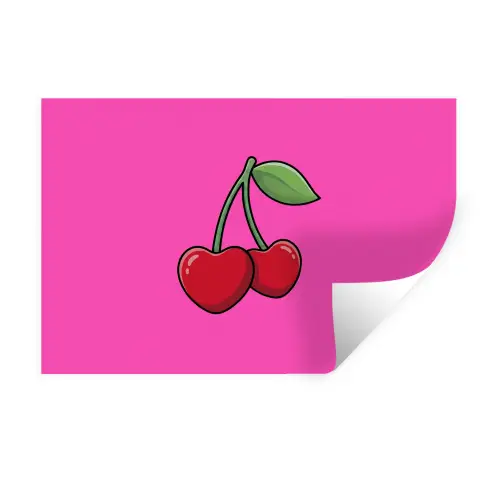Kers - Roze - Fruit Muursticker klein -3d