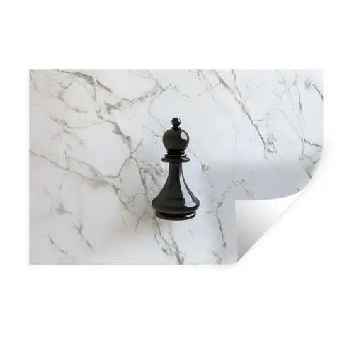 Schaakstuk - Loper - Zwart - Marmer Muursticker klein -3d