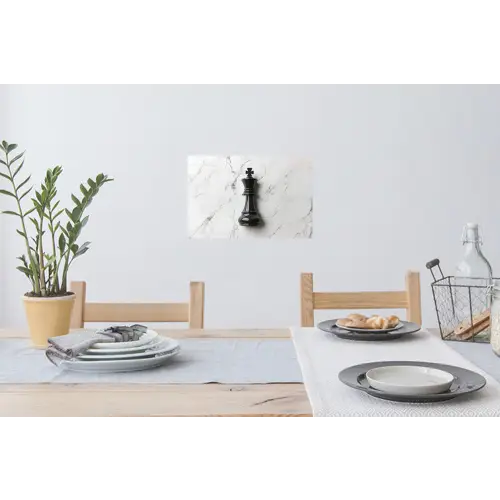 Schaakstuk - Koning - Zwart - Marmer Muursticker klein -eettafel